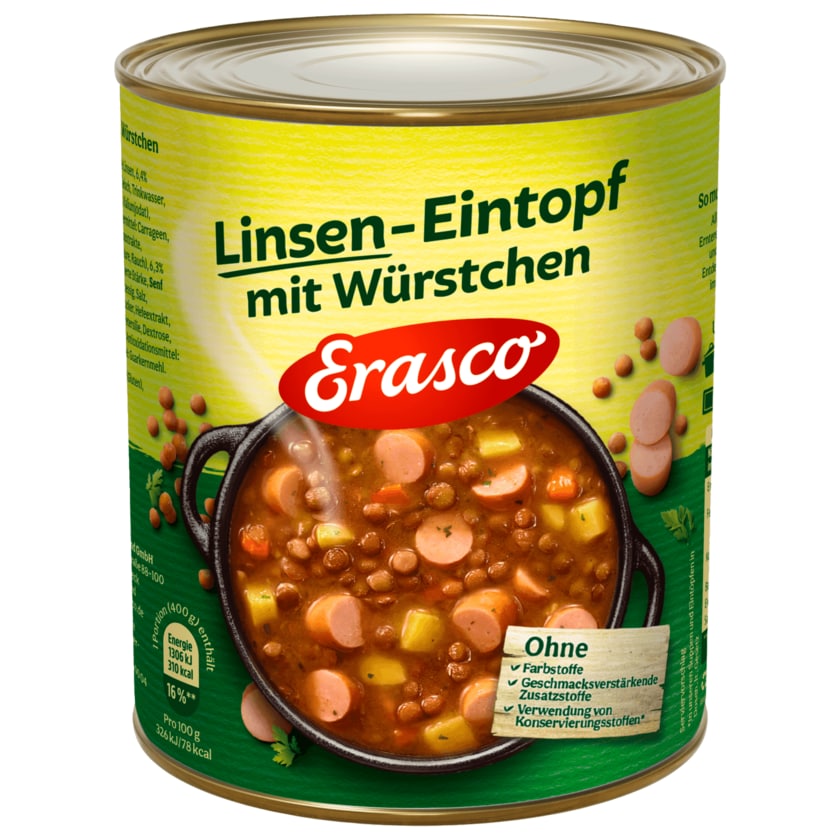Erasco Linsen-Eintopf mit Würstchen 800g
